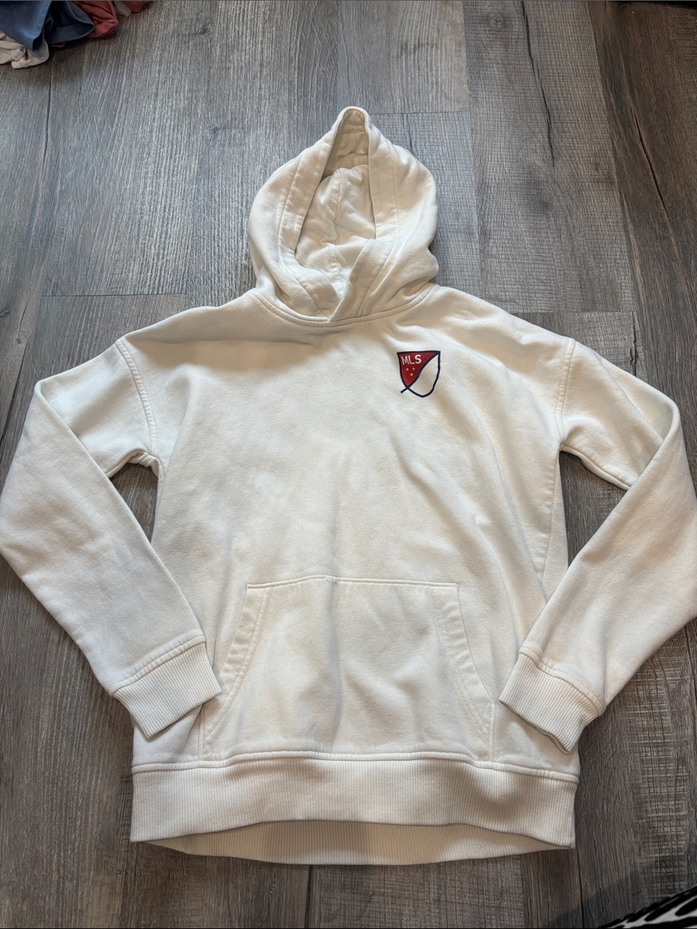 Kids White MLS Hoodie Sweatshirt with Chest Patch